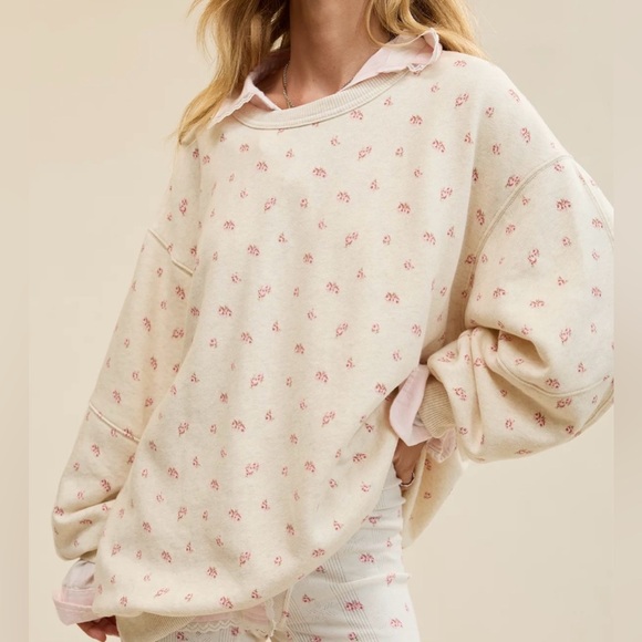 Aerie Tres Chic floral oversized sweatshirt size medium - Picture 3 of 4